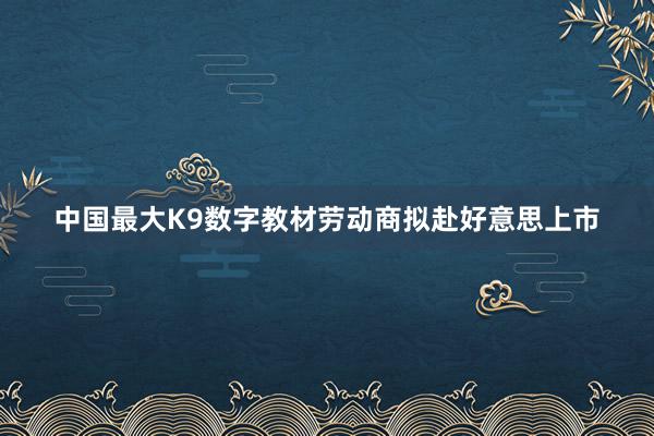 中国最大K9数字教材劳动商拟赴好意思上市