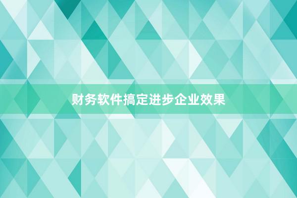 财务软件搞定进步企业效果